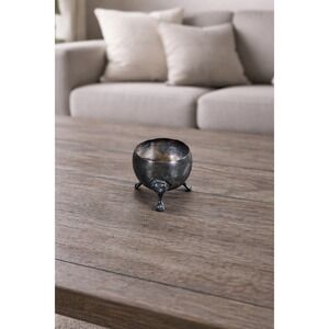 Vintage Silverplate Lion Head Footed Bowl Small Decorative Salt Cellar